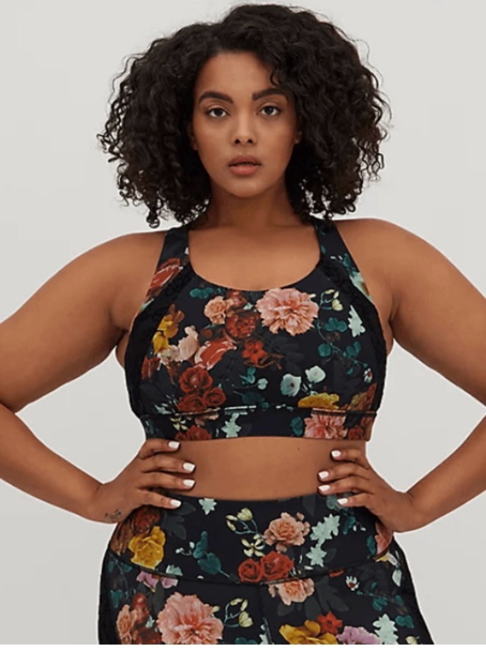 Torrid 5X Sports Bra Black Floral Lace Dark Romantic Rose Plus Size